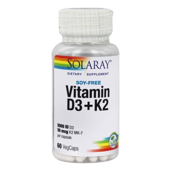 Vitamina D3+K2 (MK-7) 60 cáps. (Solaray)